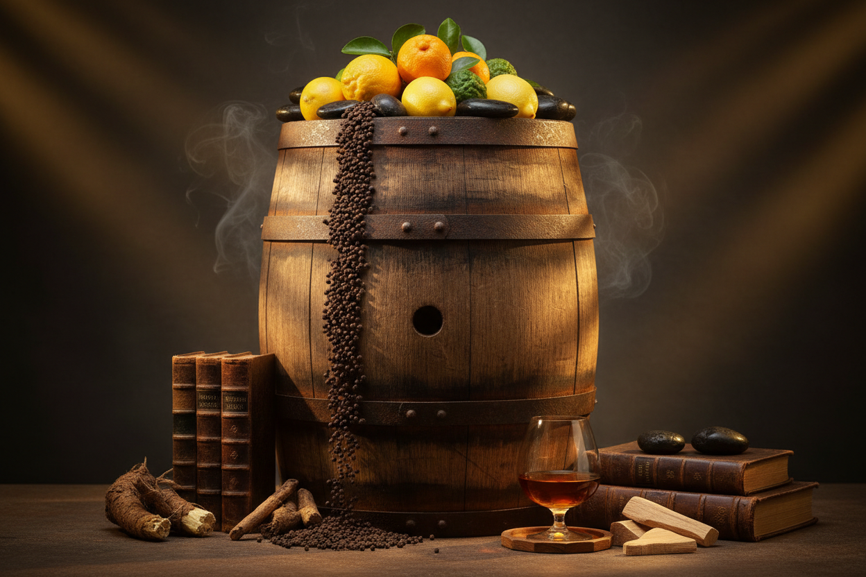 make the whiskey barrell larger with all the other items around it